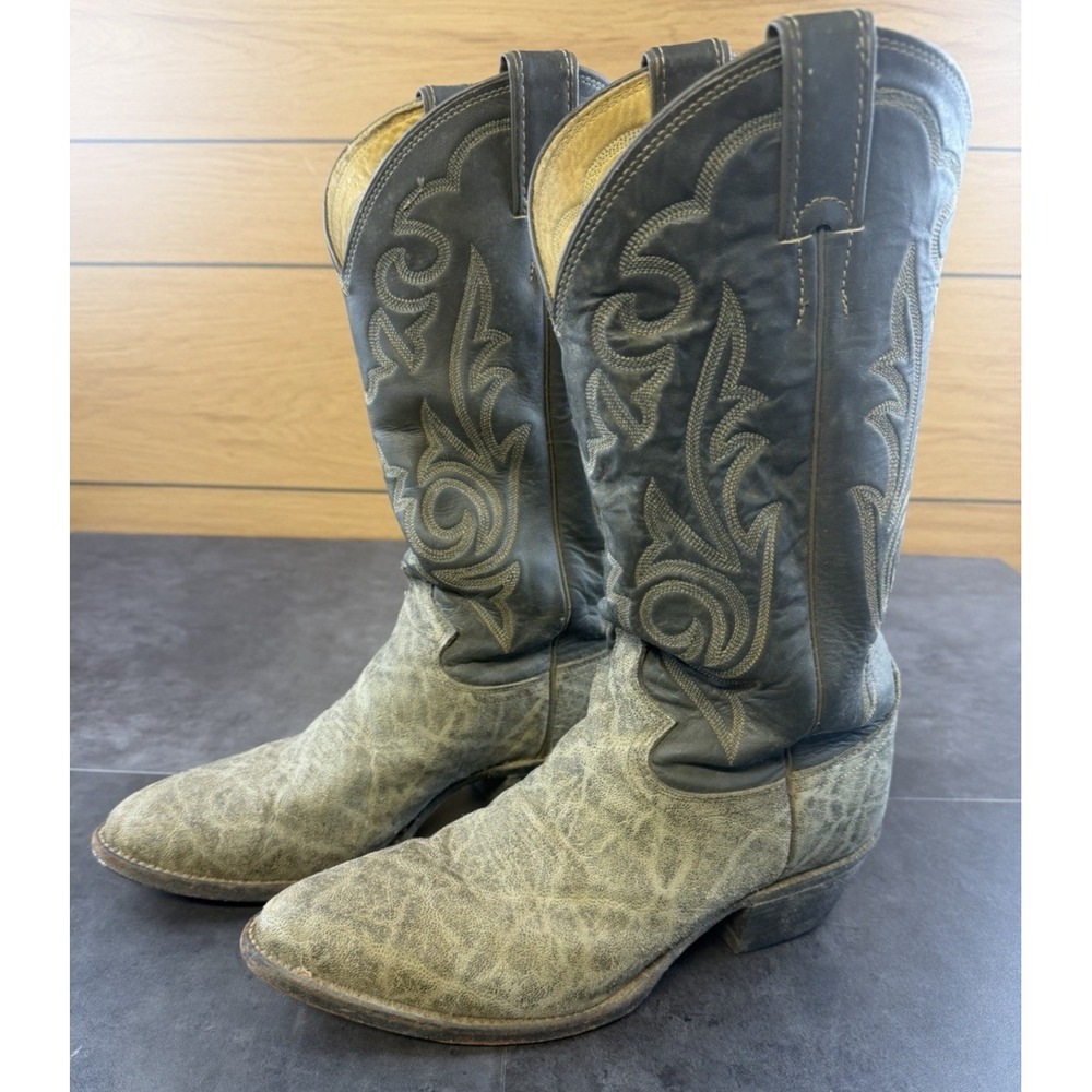 VTG Justin 8527 Men's 7.5 EE Elephant Leather Cowboy Boots